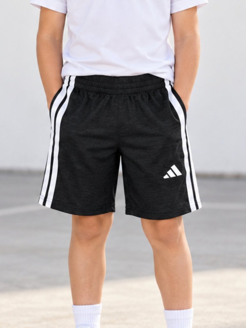 adidas Black Shorts with White Triple Stripes